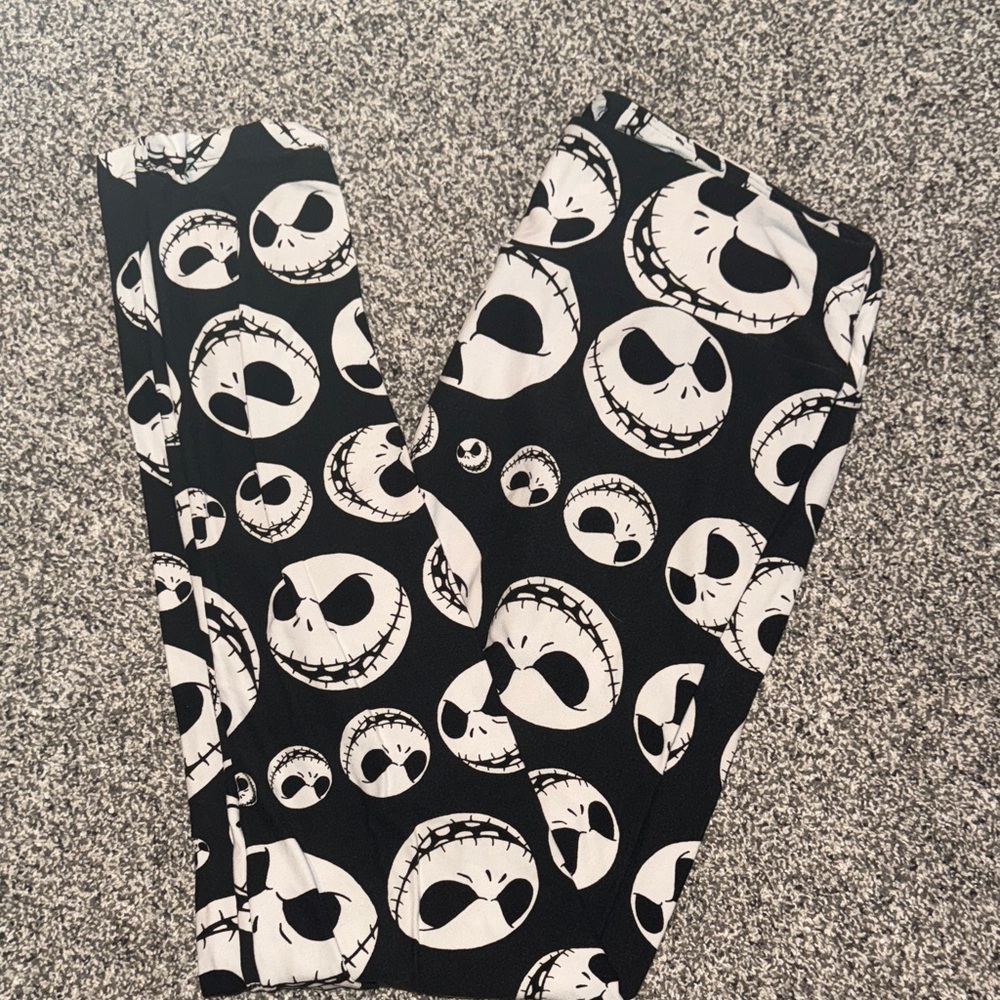 LuLaRoe Black and White Jack Skelington Character Leggings